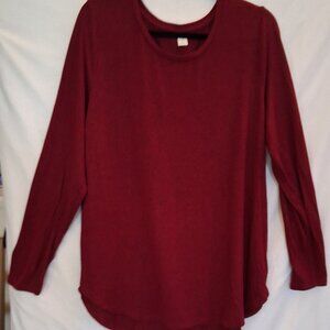 Top, Old Navy, Red/Black, XL, Pattern, T-shirt, Long-Sleeve, Excellent